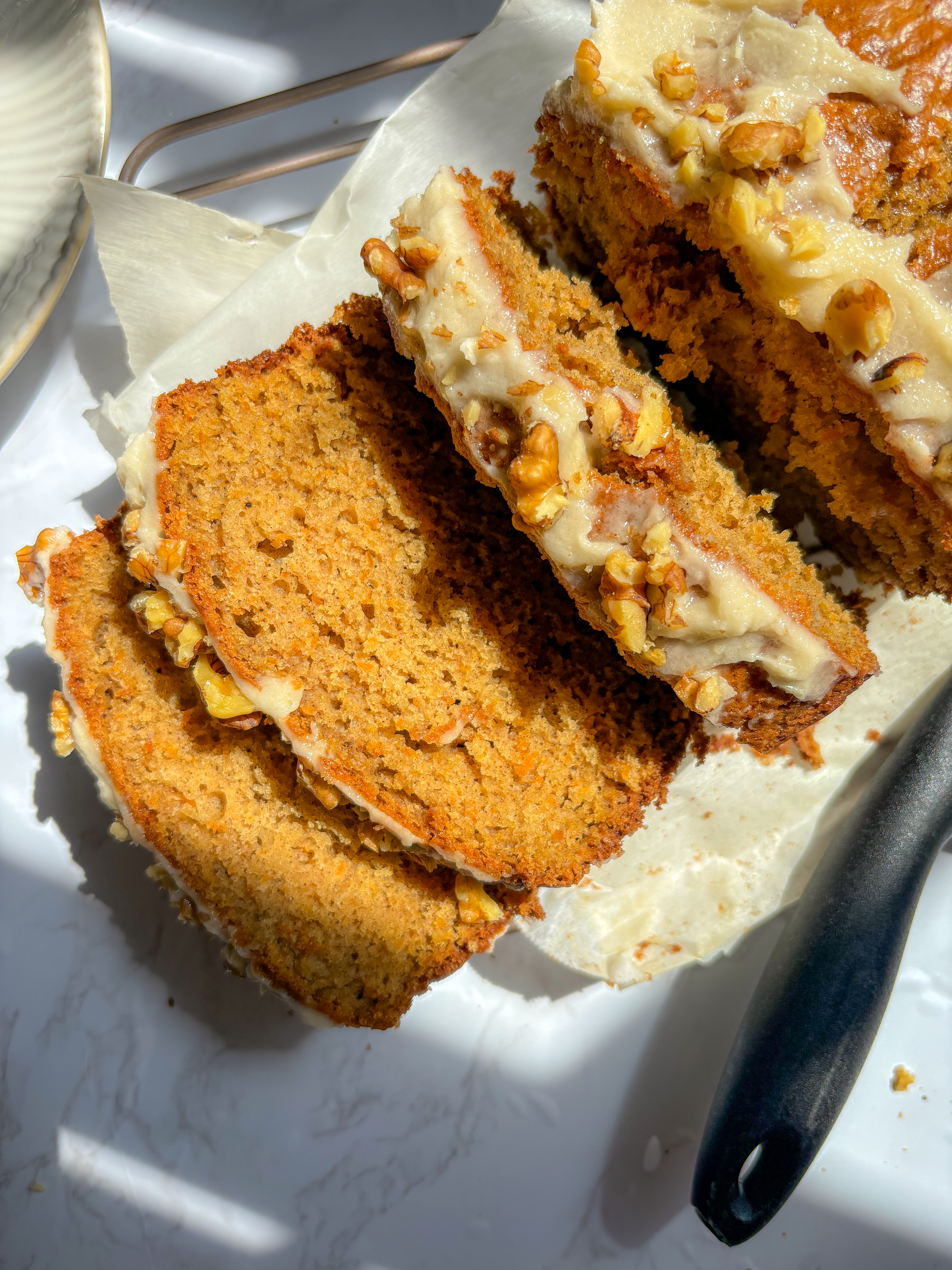 Moist Carrot Loaf Cake with Cream Cheese Frosting