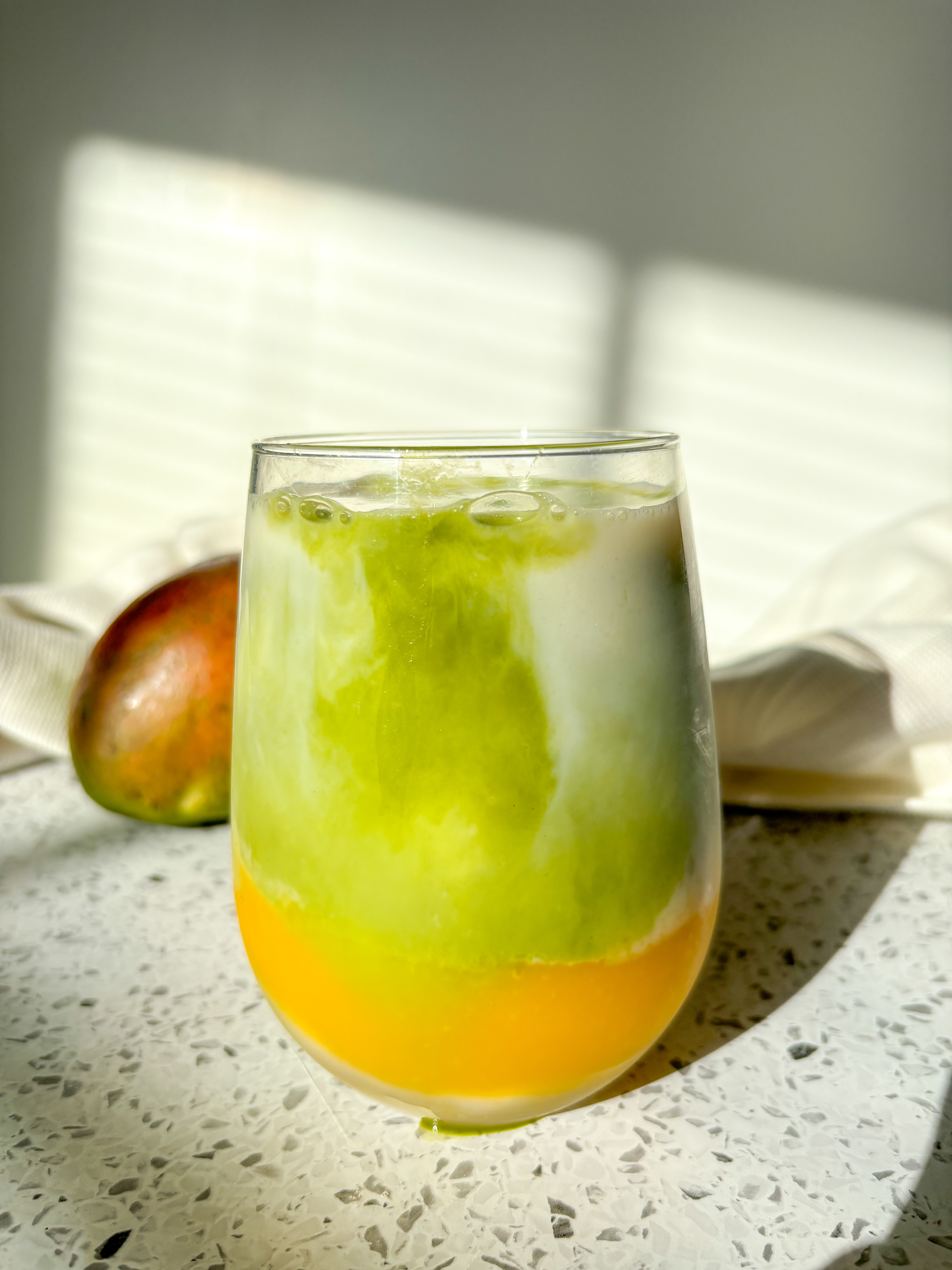 Mango matcha latte